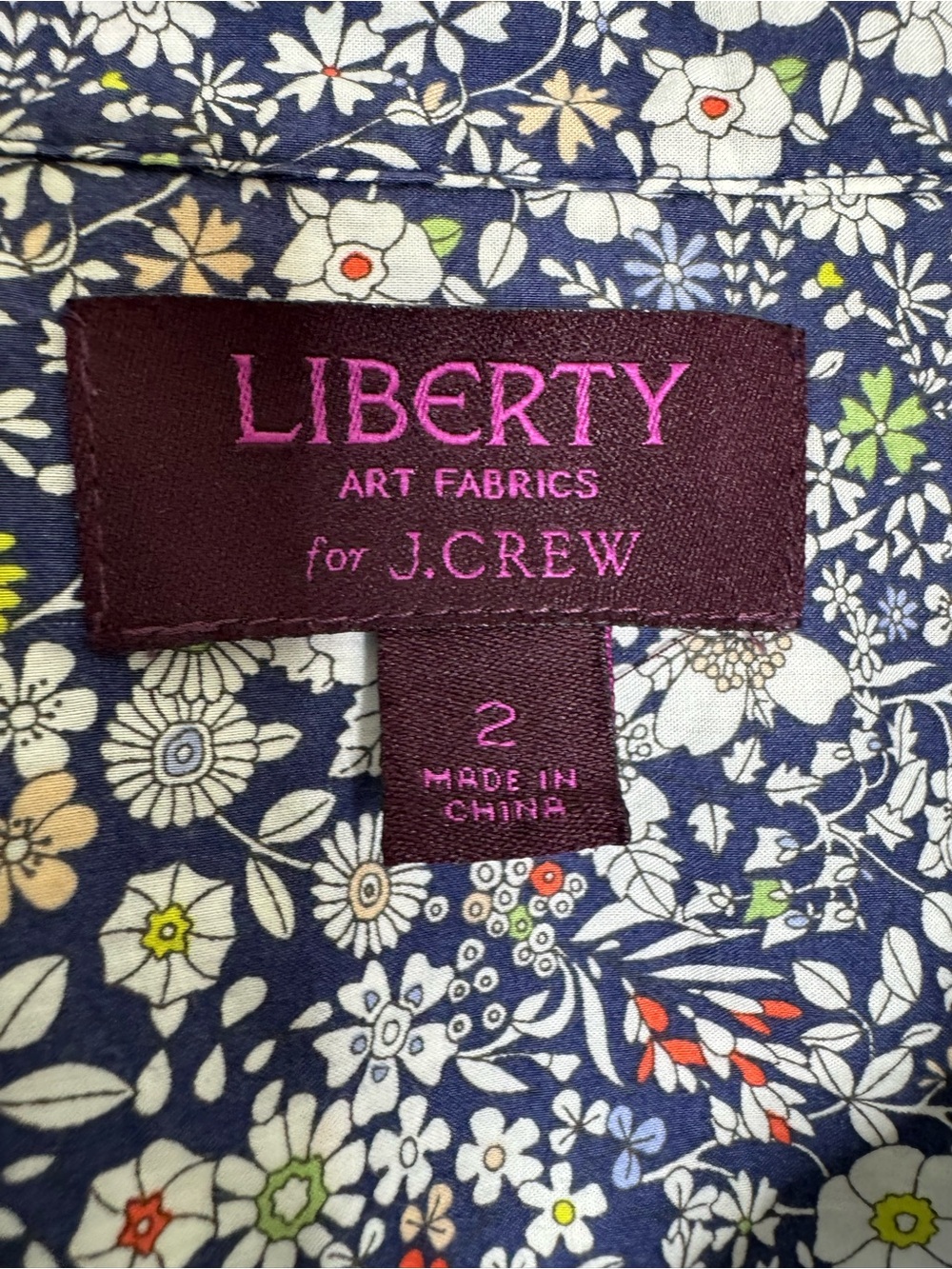 J.Crew Liberty Art Fabrics Floral Cotton Print Button Down Shirt Navy Size 2 - Picture 6 of 8